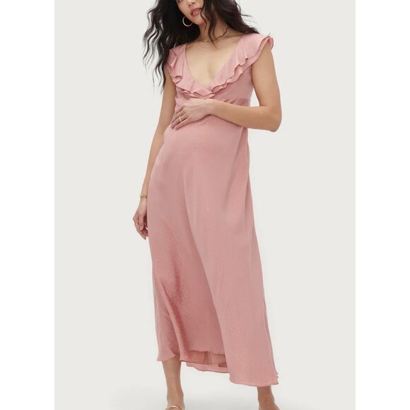 NWT HATCH The Emily midi Dress BLUSH pink floral formal US4 SZ2 bust35